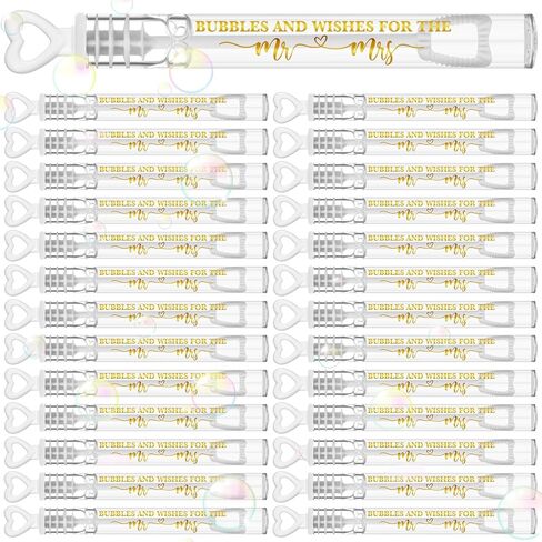 Hollowfly 120 Count Mini Bubble Wands for Wedding, White Gold Love in Saudi Arabia