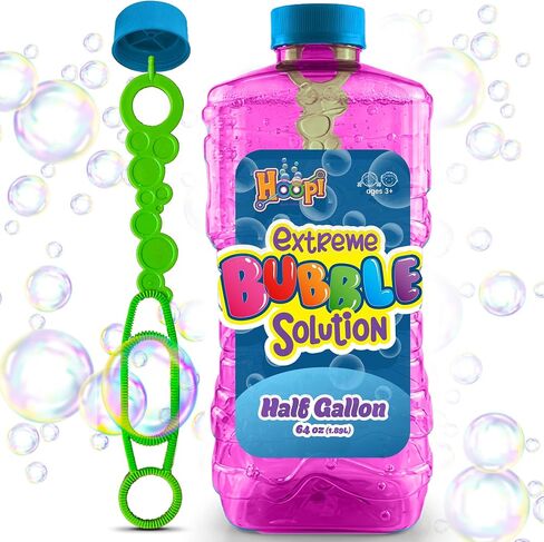 Hoopi RTU Bubbles Solution Bottle with Wand, Half Gallon Bubble Solution, Summer Toys Bubbles for Kids, Bubbles Refill, Great Gift for Boys and Girls, Party Favors and Goodie Bag Stuffers for Toddlers in Kuwait