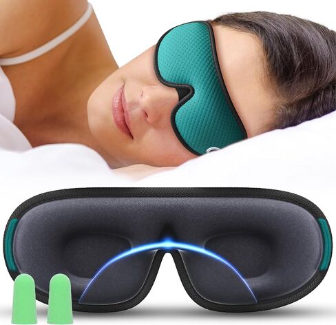 Medi Grade 100% Blackout Eye Mask for Sleeping - 3D Sleep Mask Light Blocking Technology for Men/Women with Deep Sleep Guarantee - Soft Sleeping Mask comes with Ear Plugs & Bag for Eye Masks for Sleep in Kuwait