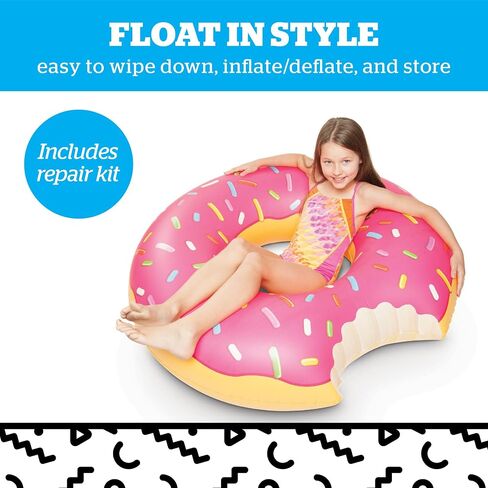 BigMouth Inc. Giant Frosted Donut Pool Float, 4' Wide, Inflatable Floatie Tube, Blow Up Swim Ring, Outdoor Summer Pool Party Water Toy in Saudi Arabia