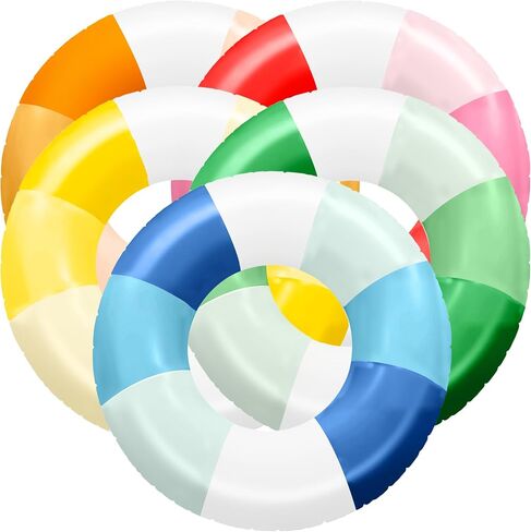 5 Pack Classic Striped Inflatable Pool Floats Inflatable Swimming Pool Ring Round Colorful Small Blow up Pool Float Tubes in Kuwait