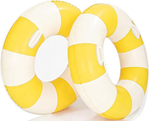 2PCS XL Striped Beach Inflatable 45" Pool Floats for Adult Bachelorette Swim Ring Pool Floaties with Handle Inflatable Swimming Pool Raft Party Water Summer Float Party Supplies in Kuwait