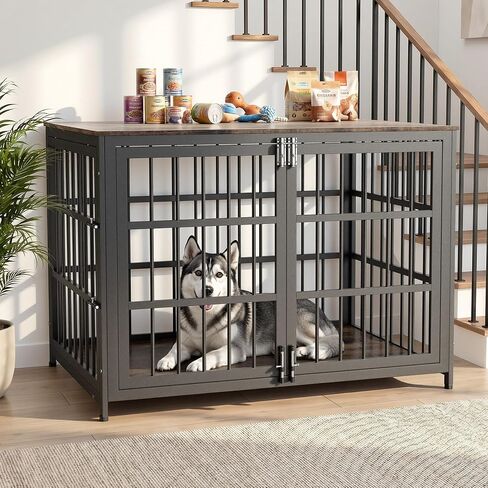 Heavy Duty Dog Crate Furniture, Decorative Dog Cage, Rustic Brown in Saudi Arabia