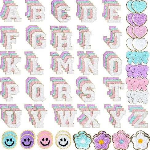 Chenille Letter Patches 136Pcs Self Adhesive Stickers for Clothes Backpacks in Kuwait