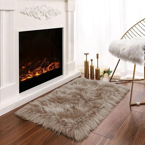 Latepis Yellow Runner Rug 2x6 Fluffy Rug Faux Sheepskin Fur Rug for Bedroom Living Room Décor Cushion Fuzzy Rug Boho Rug, Runner in Kuwait