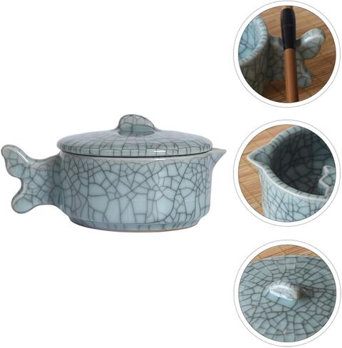 Mini Porcelain Inkstone Plate with Lid for Chinese Calligraphy Painting in Saudi Arabia