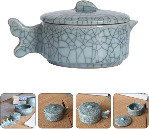 Mini Porcelain Inkstone Plate with Lid for Chinese Calligraphy Painting in Saudi Arabia