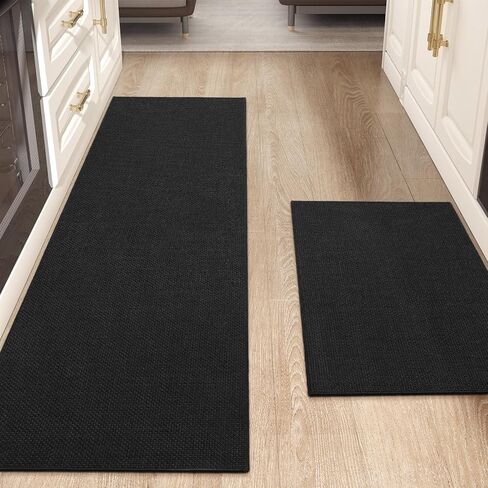 Color&Geometry Kitchen Rugs and Mats Non Slip Washable, Absorbent,Woven Kitchen Runner Rug Easy to Clean Kitchen Floor Mats for in Front of Sink, Laundry Room, Hallway, 24"x72", Khaki in Kuwait