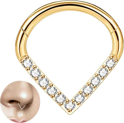 MEIZIQL 16G Septum Jewelry Teardrop Septum ring Gold Silver 316L Surgical Steel Daith Conch Rook Tragus Cartilage Earring Hypoallergenic Body Piercing Jewelry for Women Girls Men 8mm 10mm in Kuwait