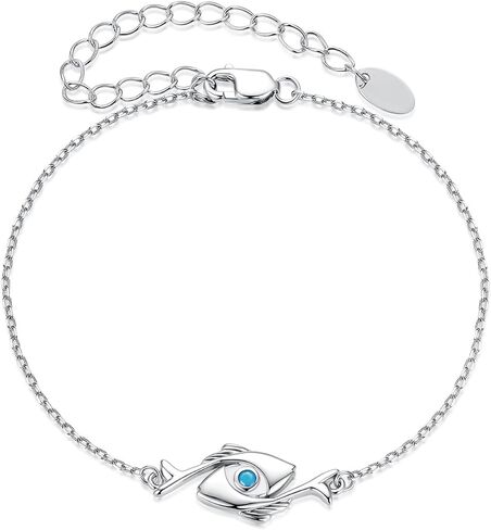 RUKYF 925 Sterling Silver Chain Bracelet with Cat Love Heart Charm Adjustable Plated Gold Bracelets with Chain Length 6.5in-7.9in, Best Jewelry Gift for Girls Women Cat Lovers in Kuwait