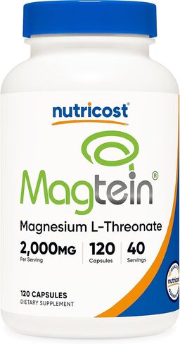 Nutricost Magnesium L-Threonate As Magtein 2000mg, 120 Capsules - Non-GMO, Gluten Free, Vegetarian Friendly in Kuwait