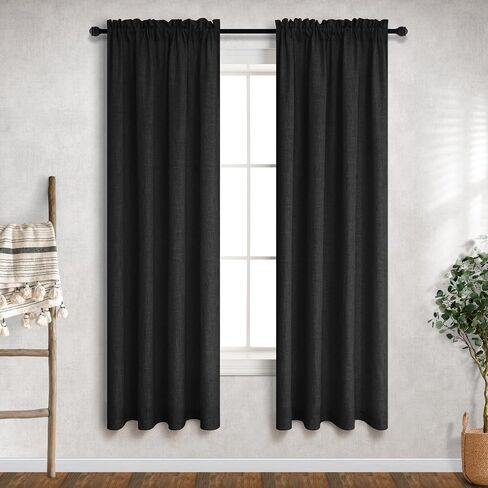 Mrs.Naturall Natural Linen Curtains 36 Inch Width for Windows 2 Panels Rod Pocket Semi Sheer Light Filtering Ivory Cream Colored Curtains for Living Room Bedroom Farmhouse Decor Wide 36x84 Inches Long in Kuwait