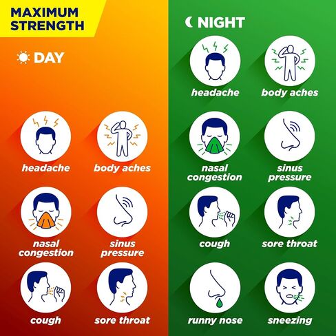 Alka-Seltzer Plus Maximum Strength PowerMax Sinus Congestion & Pain Medicine, Day + Night Liquid Gels - Powerful Relief for Cold and Flu, Sinus Congestion for Adults and Children 12+ Years, 24 Count in Saudi Arabia