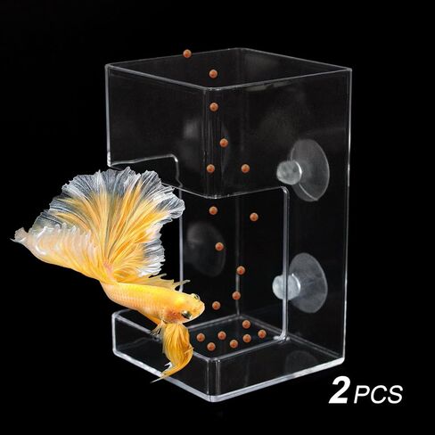 2 PCS Square Fish Feeder with Suction Cup Fish Tank Feed Tray Feeding Tube Supplies Breeder Box for Aquarium in Saudi Arabia