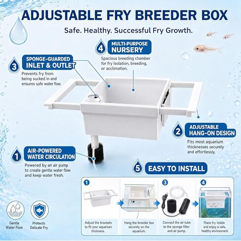 Aquarium Fry Breeder Tray,Air-Driven Water Flow Fish Breeder Box in Saudi Arabia