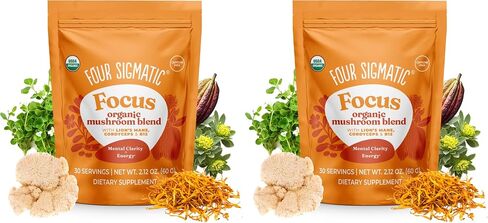 Four Sigmatic Focus Blend 7 Superfoods Adaptogen Blend Mix with Lion's Mane, Cordyceps, Rhodiola, Bacopa & Mucuna | Productivity & Creative Support | Decaf & Dissolves Easily | 30 Servings in Saudi Arabia