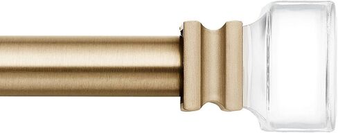MODE Premium Collection 1 1/8" Diameter Curtain Rod Set with Clear Square Curtain Rod Finials and Steel Wall Mounted Adjustable Curtain Rod, Fits 36" to 72" Windows, Brushed Nickel in Kuwait
