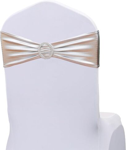 Stretch Spandex Hunter Green Chair Sashes Bows 50 Pack Universal Chair Bands with Silver Buckle for Wedding Party Engagement Banquets Bridal Shower Events Decorations in Kuwait