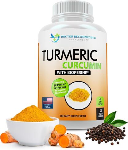 Turmeric Curcumin with Triphala - 2250mg/d - Veggie Caps - 95% Curcuminoids with Black Pepper Extract (Bioperine) - 750mg Capsules - 100% Organic - Most Powerful Turmeric Supplement (180 Count) in Saudi Arabia