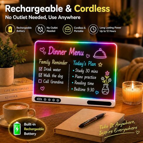 16" Rechargeable LED Drawing Board for Kids with 7 Color and 4 Modes in Kuwait
