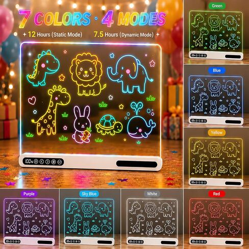 16" Rechargeable LED Drawing Board for Kids with 7 Color and 4 Modes in Kuwait