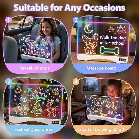 16" Rechargeable LED Drawing Board for Kids, 15 Light Effect Drawing Tablet in Kuwait