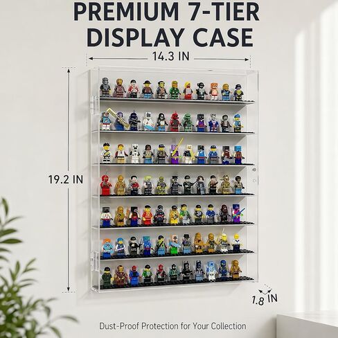 Minifigure Display Case for Lego - Acrylic Wall Cabinet, Dust-Proof Building Block Figure Display Box for Collectibles (1, Large) in Kuwait