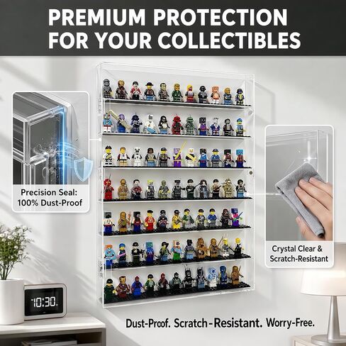 Minifigure Display Case for Lego - Acrylic Wall Cabinet, Dust-Proof Building Block Figure Display Box for Collectibles (1, Large) in Kuwait