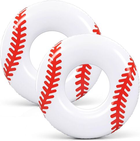 2 Pcs 35" Sports Inflatable Pool Ring Floats Adult Size Large Pool Tube Rings Football Baseball Soccer Basketball Style for Summer Swimming Beach Sports Lake River in Kuwait