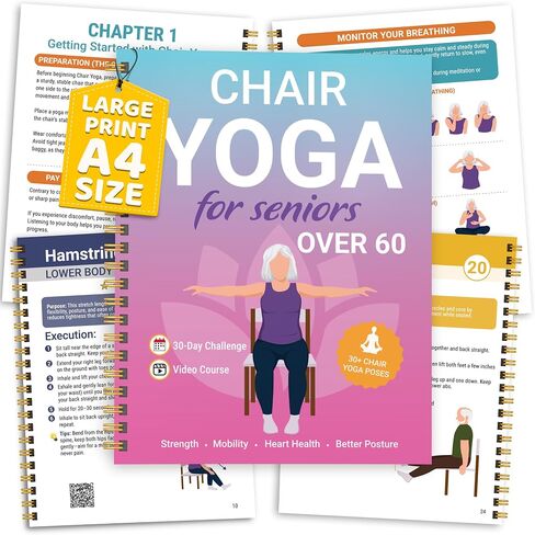 POCAZONE Chair Yoga Book for Seniors Over 60, 30-Day Exercise & Video Guide in Saudi Arabia