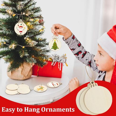 50 PCS Wooden Christmas Ornaments, 3 in Unfinished Wood Slice for Craft DIY in Saudi Arabia