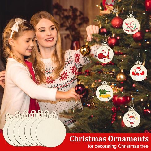 50 PCS Wooden Christmas Ornaments, 3 in Unfinished Wood Slice for Craft DIY in Saudi Arabia