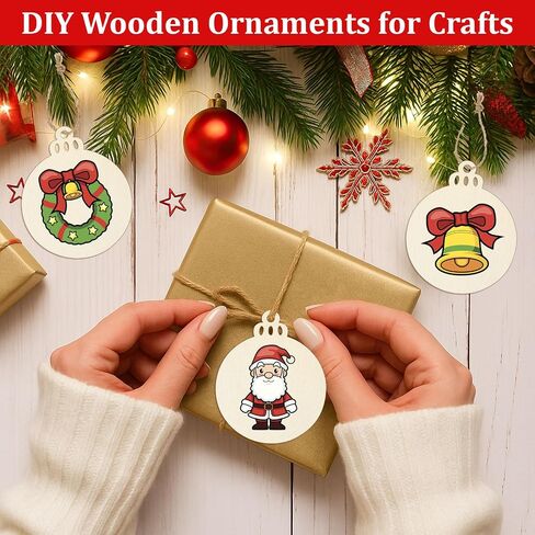 50 PCS Wooden Christmas Ornaments, 3 in Unfinished Wood Slice for Craft DIY in Saudi Arabia