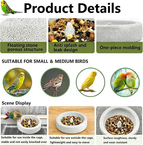 Bird Feeding Dish Small Parrot Food Bowl Birdcage Water Feeder in Kuwait
