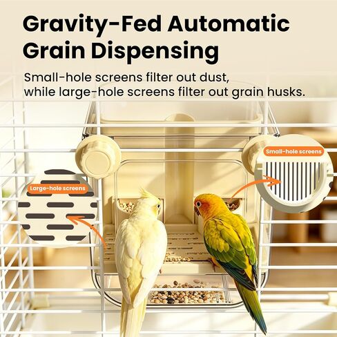 Automatic Bird Feeder for Cage,No Mess Bird Seed Food Container,Catcher in Kuwait