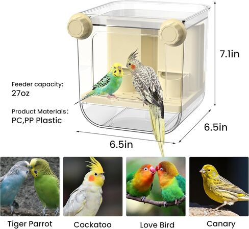 Automatic Bird Feeder for Cage,No Mess Bird Seed Food Container,Catcher in Kuwait
