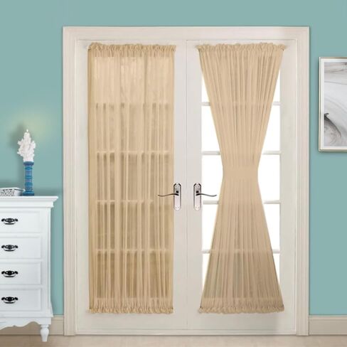 زوج من ستائر الأبواب الفرنسية باللون الأبيض الشفاف من Warm Home Designs بمقاس 52 بوصة (عرض) × 72 بوصة (طول). تأتي ستائر الأبواب الأمامية ذات الإضاءة الجانبية مع رباطين متطابقين. أبيض 52 بوصة × 72 بوصة in Kuwait