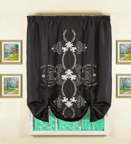 Today's Curtain Verona Reverse Embroidery Panel Pair and Tiebacks, 63", Ecru/Antique, 80" W X 63" L in Kuwait