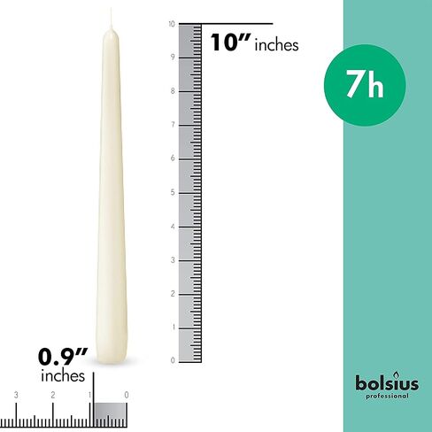 BOLSIUS Ivory Taper Candles 100 Count Bulk Pack - 10 Inch Dinner Candle Set - 7+ Burn Hours - Premium European Quality - Smooth Flame - 100% Cotton Wick - Smokeless & Dripless Household Candlesticks in Saudi Arabia