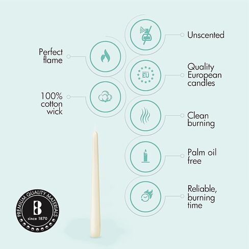 BOLSIUS Ivory Taper Candles 100 Count Bulk Pack - 10 Inch Dinner Candle Set - 7+ Burn Hours - Premium European Quality - Smooth Flame - 100% Cotton Wick - Smokeless & Dripless Household Candlesticks in Saudi Arabia