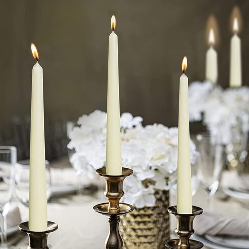 BOLSIUS Ivory Taper Candles 100 Count Bulk Pack - 10 Inch Dinner Candle Set - 7+ Burn Hours - Premium European Quality - Smooth Flame - 100% Cotton Wick - Smokeless & Dripless Household Candlesticks in Saudi Arabia