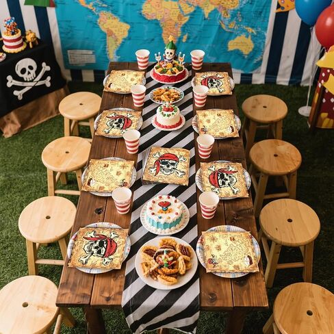 80 Pcs Pirate Napkins 13 x 13 inch Pirate Party Decorations Treasure Map Napkins for Kids Birthday Navigation Treasure Adventure Party Decor in Kuwait