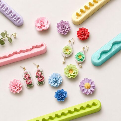 8 Pcs Polymer Clay Petal Cutters, 3D Flower Making Tools with Unique Edge Designs, Clay Cutting Tools for Handmade Flowers, Jewelry Making, DIY Crafts & Polymer Clay Projects in Saudi Arabia