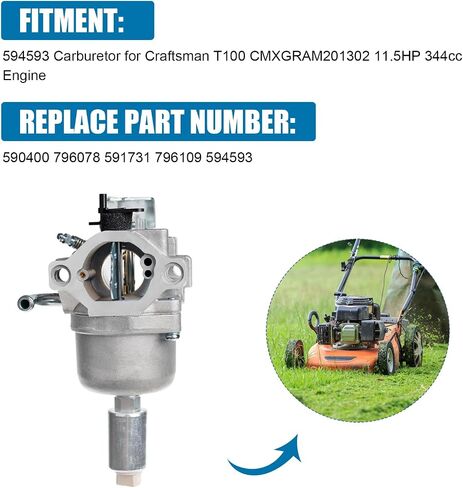 594593 Carburetor for Craftsman T100 CMXGRAM201302 11.5HP 344cc Engine in Saudi Arabia