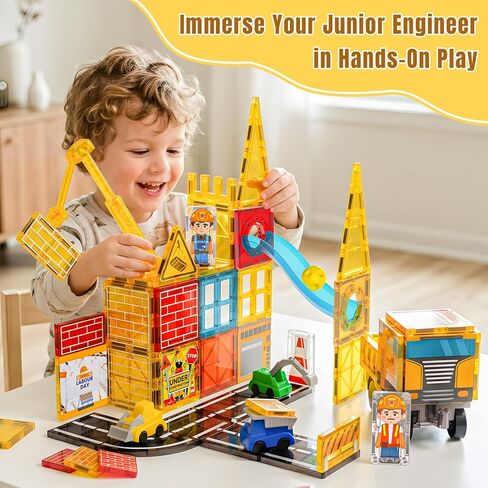 Magnetic Tiles for Kids Ages 4-8 Construction Toys with Crane Marble Run in Saudi Arabia