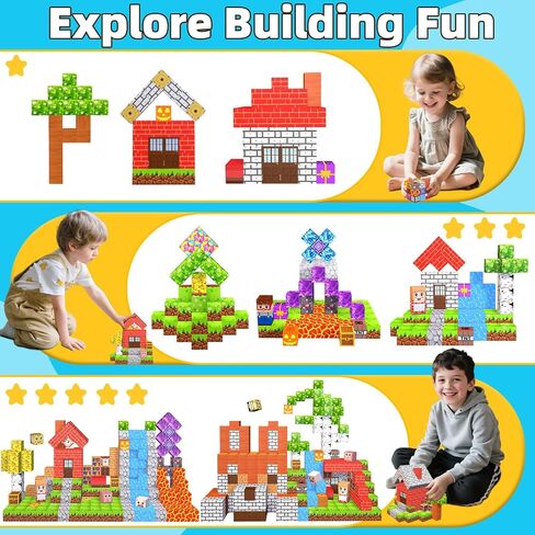 EchoPlan Magnetic Blocks, 200PCS Magnetic Building Blocks for Kids Ages 3+ in Kuwait
