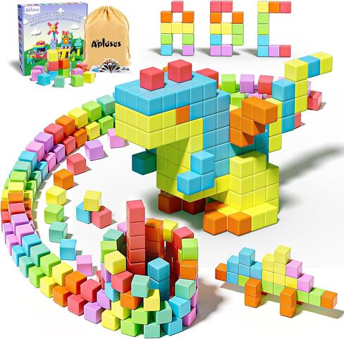 Apluses 45PCS Magnetic Blocks - Transparent Magnet Cubes, Kids Building Blocks, Sensory Autism Gifts for Kids Ages 3+, Preschool Travel Toys for 3-5 Year Old Boys and Girls in Saudi Arabia