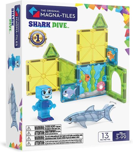 MAGNA-TILES Shark Dive 13-Piece Magnetic Construction Set, The Original Magnetic Building Brand in Kuwait