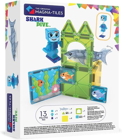 MAGNA-TILES Shark Dive 13-Piece Magnetic Construction Set, The Original Magnetic Building Brand in Kuwait