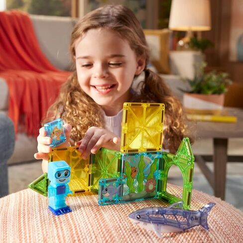 MAGNA-TILES Shark Dive 13-Piece Magnetic Construction Set, The Original Magnetic Building Brand in Kuwait